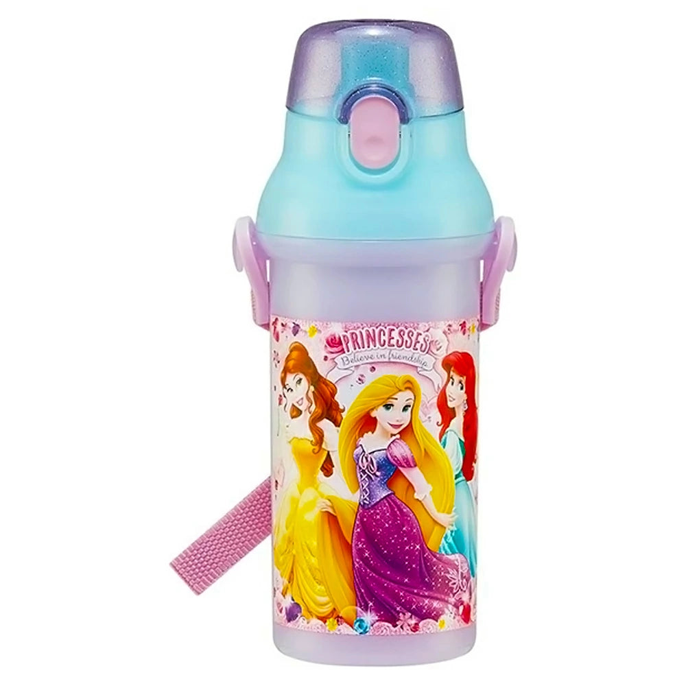 SKATER 彈蓋直飲水樽附背帶 480ml (迪士尼公主)
