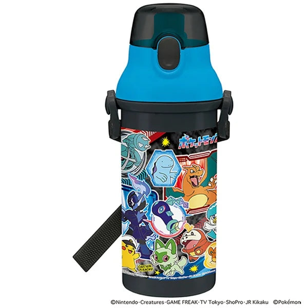 SKATER 彈蓋直飲水樽附背帶 480ml (POCKET MONSTER)