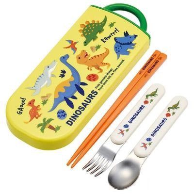 SKATER 滑蓋三件式兒童叉羹筷子套装 (恐龍 DINOSAUR)