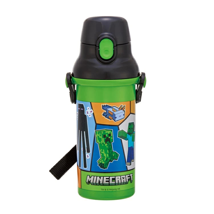 SKATER 彈蓋直飲水樽附背帶 480ml  (MINECRAFT)