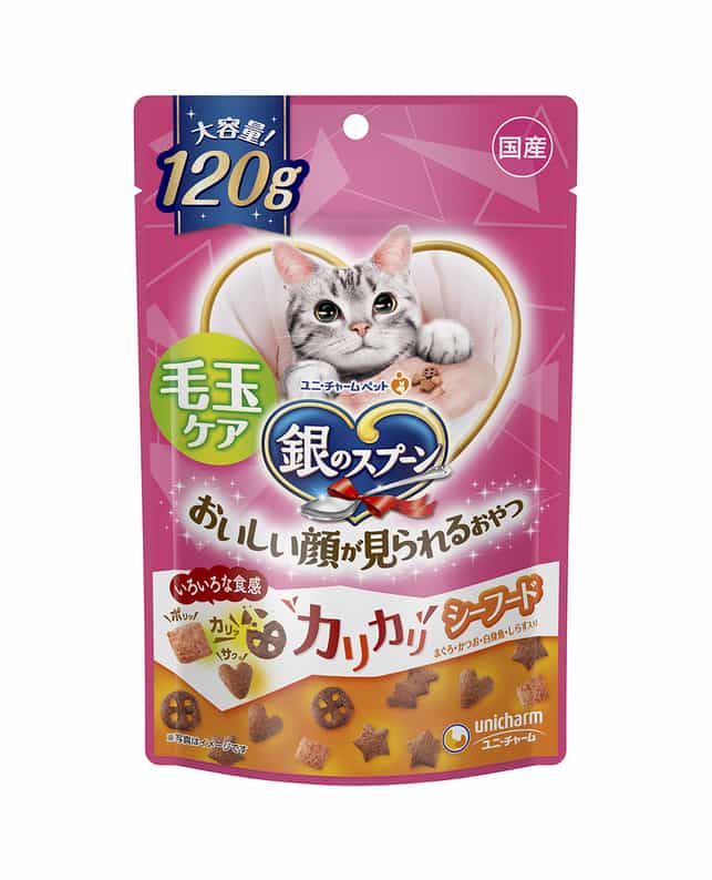 Unicharm 三星銀匙貓脆餅(去毛玉海鮮味)120g