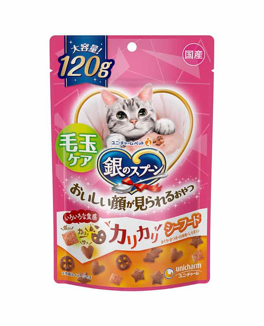 Unicharm 三星銀匙貓脆餅(去毛玉海鮮味)120g