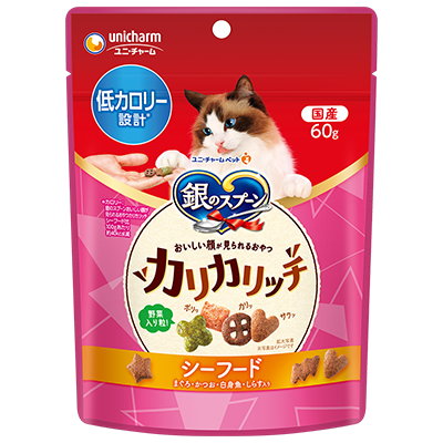 UNICHARM 三星銀匙貓脆餅 (低卡路里海鮮味) 60g