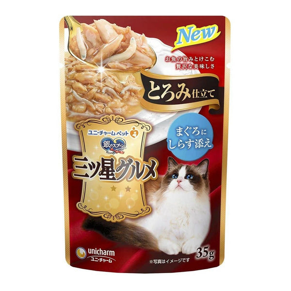 Unicharm 三星銀匙濃鬱貓濕糧35g ( 吞拿魚+銀魚 )