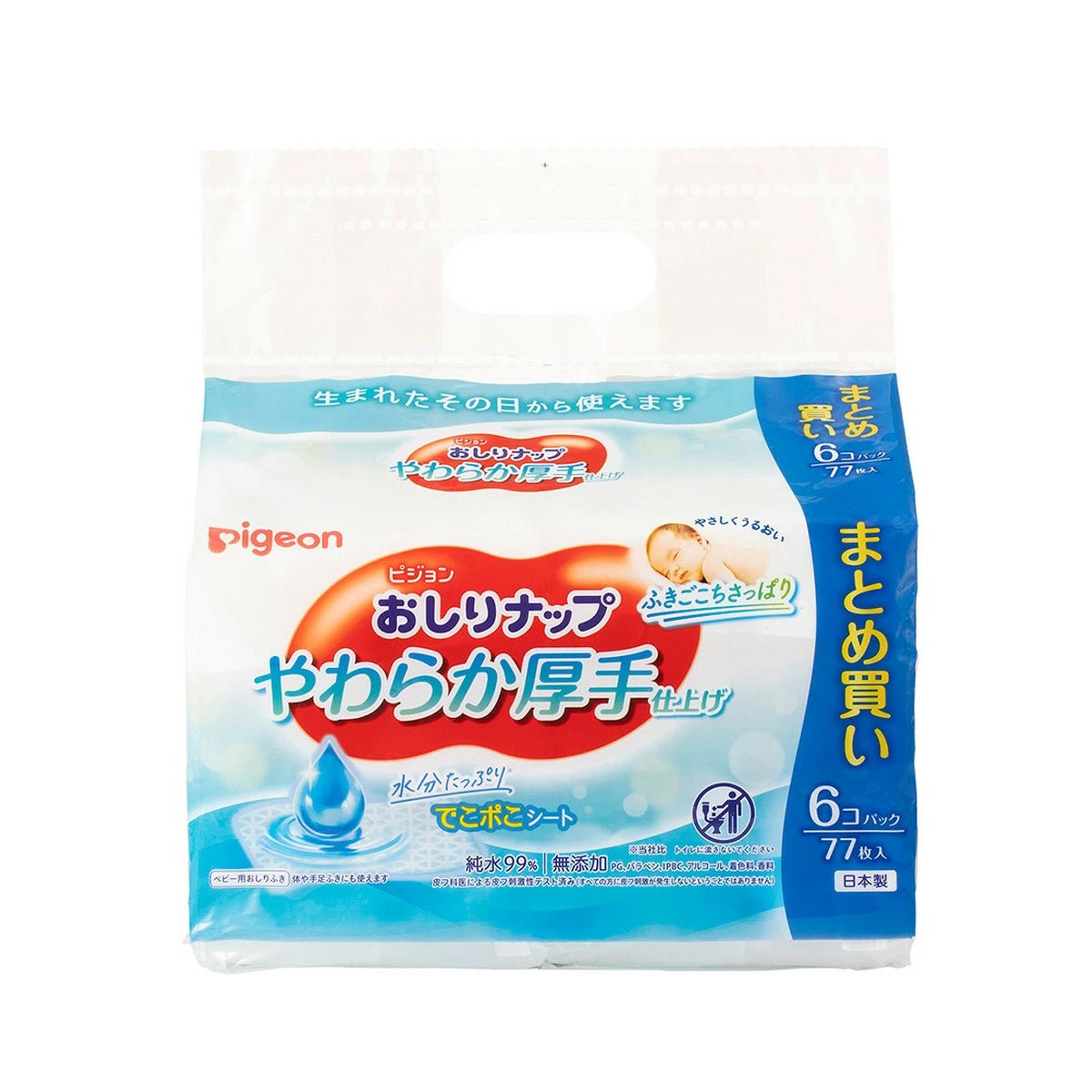 PIGEON 加厚輕柔純水濕紙巾 77 x6