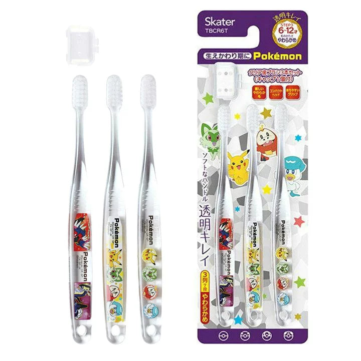 SKATER 兒童透明牙刷6-12歲3支裝 (POCKET MONSTER)