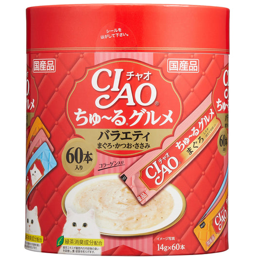 CIAO 貓咪肉泥棒14g x 60本 (吞拿魚+鰹魚+雞肉)