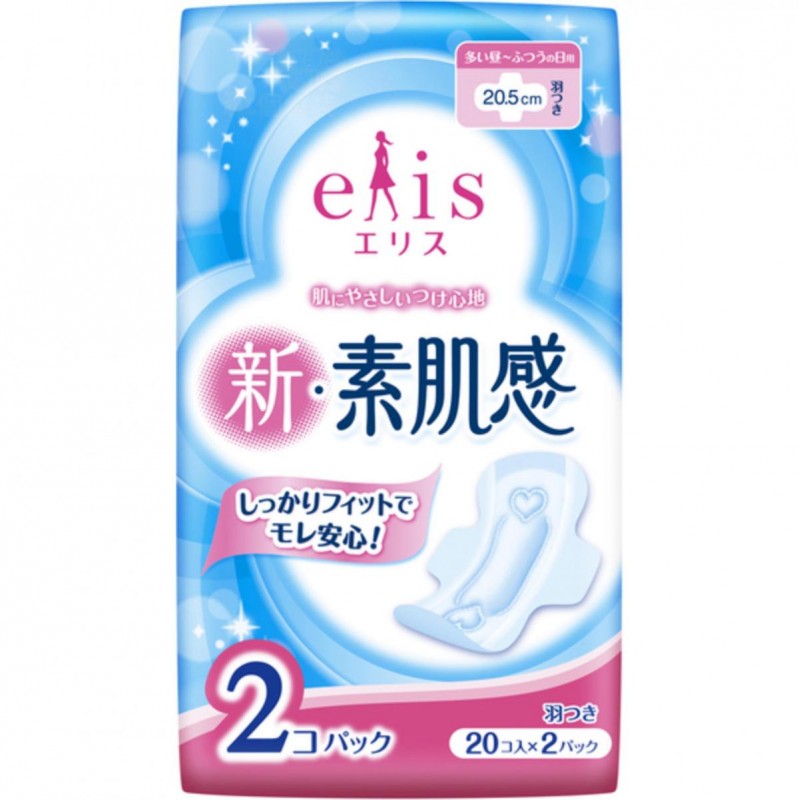 Elis 新·素肌感 普通量~量多日用 護翼衛生巾20.5cm x 20片 2包裝