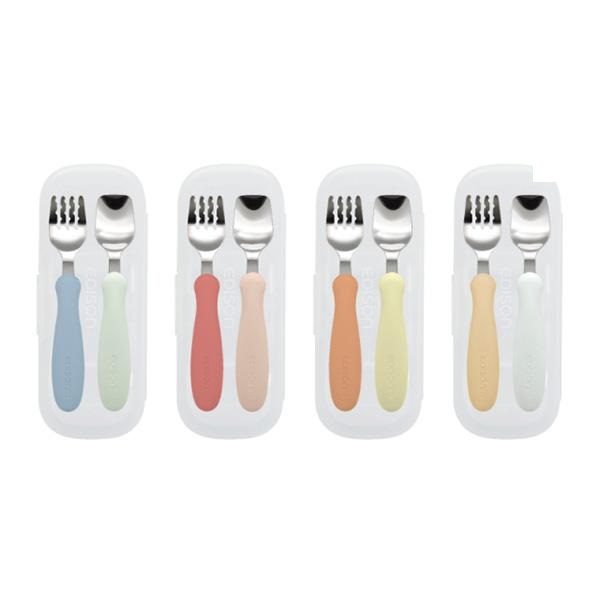 EDISON 不銹鋼防滑手感叉匙餐具連盒 1.5歲適用