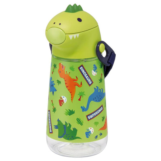 SKATER 吸管彈蓋水樽附背帶 420ml (恐龍)