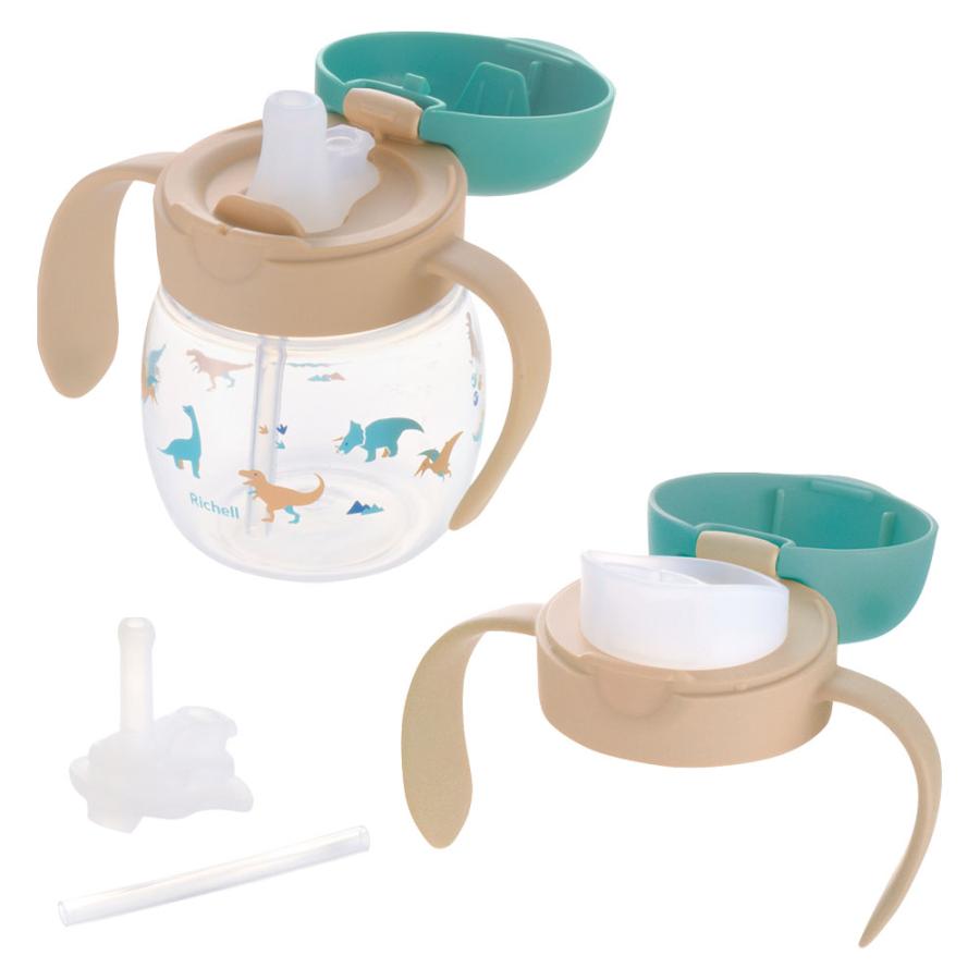 Richell Try 5個月起 2Step吸管+直飲水杯套裝200ml (恐龍)