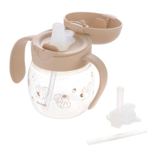 Richell Try 5個月起 2Step吸管式飲水杯200ml (小松鼠)