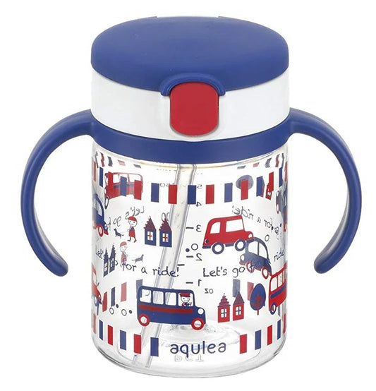 RICHELL 兒童吸管杯200ml(車子街道藍)