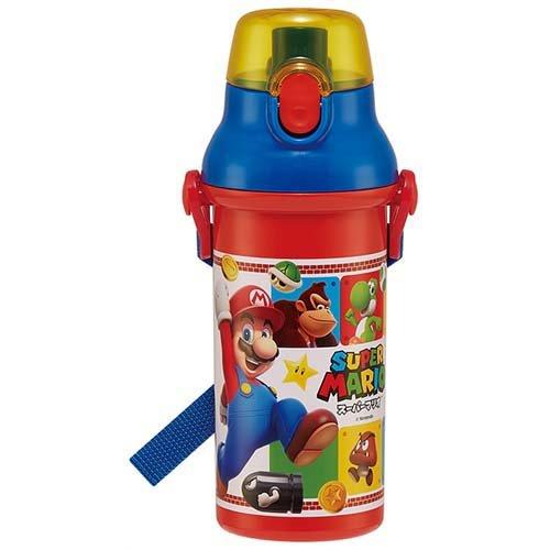 SKATER 彈蓋直飲水樽附背帶 480ml (Super Mario)